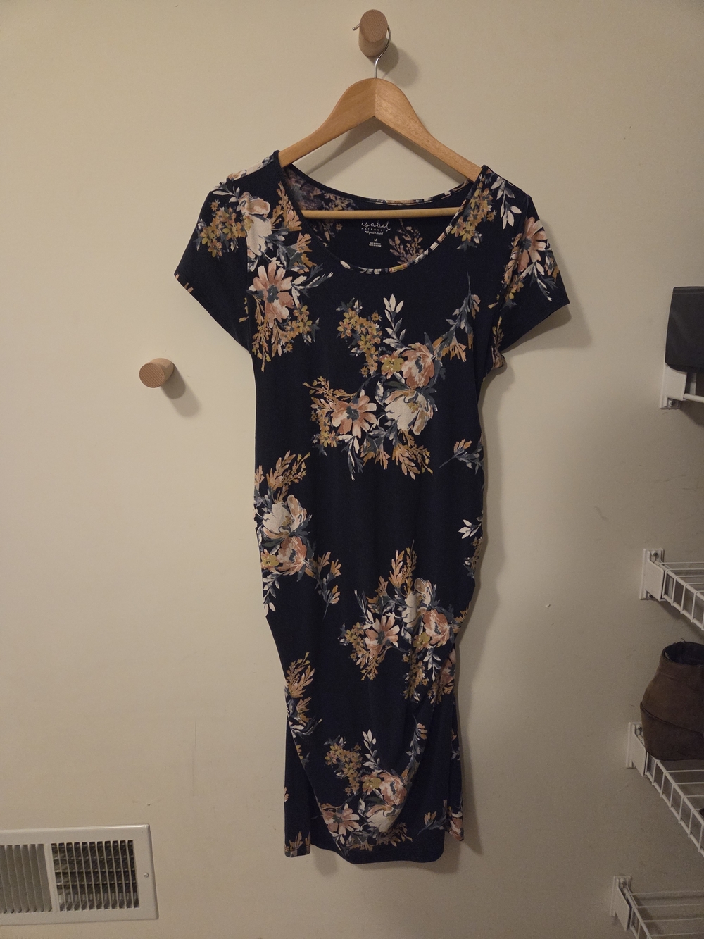 Isabel Maternity by Ingrid & Isabel Navy Floral Scoop Neck Midi Dress